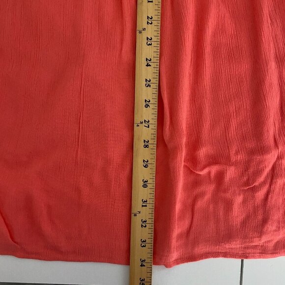 Tommy Bahama Sleeveless Dress Size Small Coral Raw Edge Tassel Crinkle Rayon - Picture 9 of 10